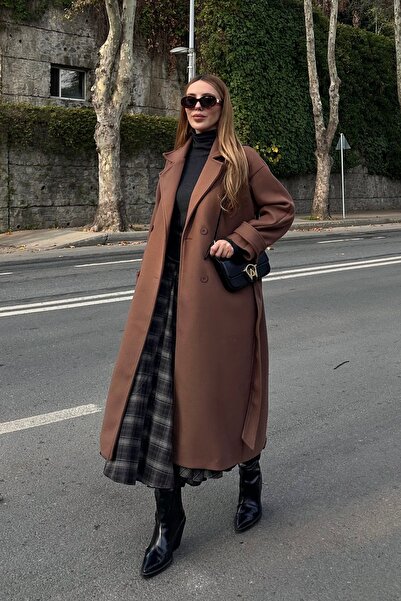 Laluvia Light Brown New Tokyo Long Cashmere Coat - 408021