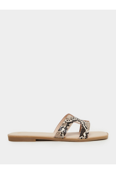 Styli Animal Print H Upper Flat Sandals