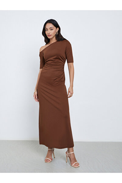 Styli Rust Brown Bodycon Maxi Dress