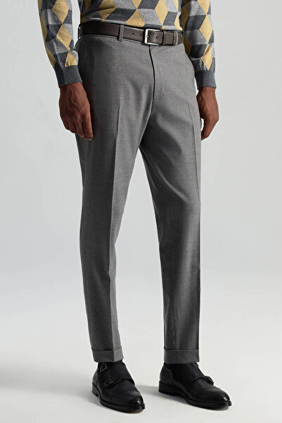 Hemington Beli Bağcıklı Orta Gri Yün Chino Jogger Pantolon