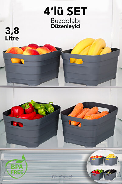 Meleni Home Organizator frigider 4 bucăți 3800 ml - Organizator multifuncțion...