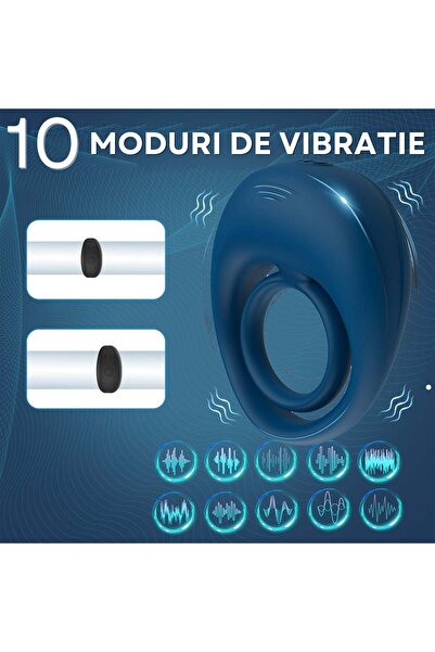 Obsessia StayHard inel pentru performanta masculina, 10 moduri vibratii, silicon, albastru