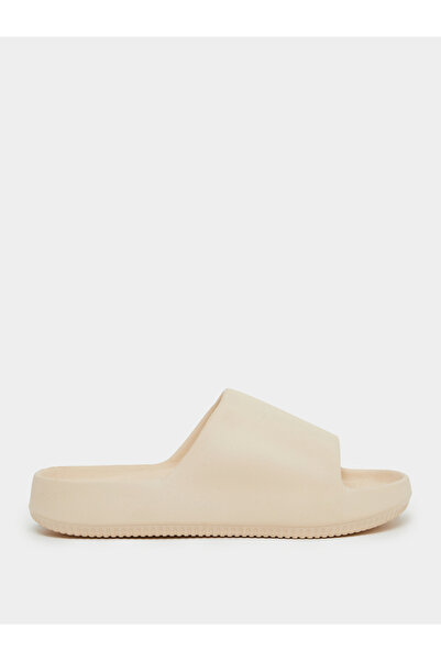 Styli Women Beige Plain Open Toe Slides