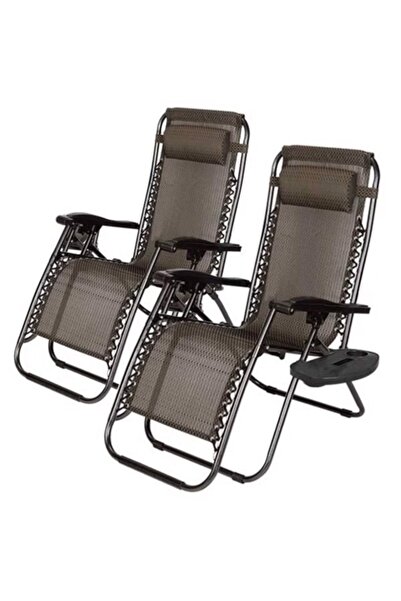 Artenova Set of 2 ArteNova garden chairs, foldable, cup tray, removable headrest, weight capacity 120kg