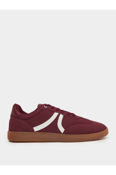 Styli Burgundy Suede Lace Up Sneakers