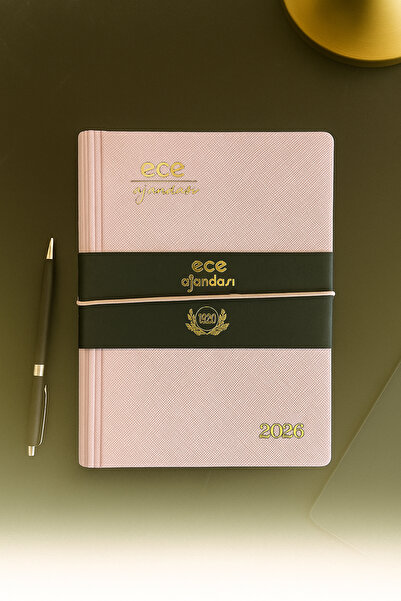 Ece Ajandası Yeni Marmaris 2026 12x16 Günlük Ajanda Çizgili Şeker Pembe