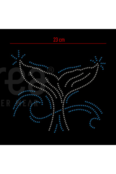 Crea Eymer Wear Crystal Stone Whale Tail Design Printed Cotton Crew Neck T-Shirt Black