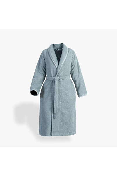 Green Black Tria Women's Bathrobe 100% Cotton Jacquard Mint