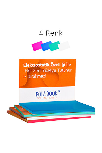 POLABOOK Elektrostatik 4 Renkli Set Akıllı Not Kağıdı 7x10cm - 50 Sayfa PMTB
