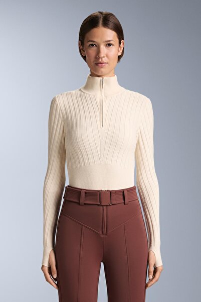 Oysho Fitilli örgü V yaka termal içlik tişört