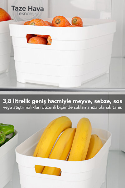 Meleni Home 8-Piece 3800 ml Refrigerator Organizer - Kitchen Bathroom Decorative Multi-Purpose Organizer for Inside the Cabinet White