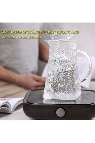 Beauenty Glass Water Jar With Stainless Steel Lid, 1500ml Borosilicate Pitcher