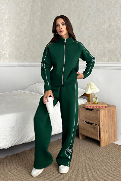 AYMELEK Women's Tracksuit Set Transitional (3 Thread) Zippered Winter Bottom-Top Set