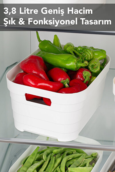 Meleni Home 2-Piece 3800 ml Refrigerator Organizer - Kitchen Bathroom Decorative Multi-Purpose Organizer Inside the Cabinet White