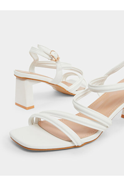 Styli White Strappy Block Heel Sandals