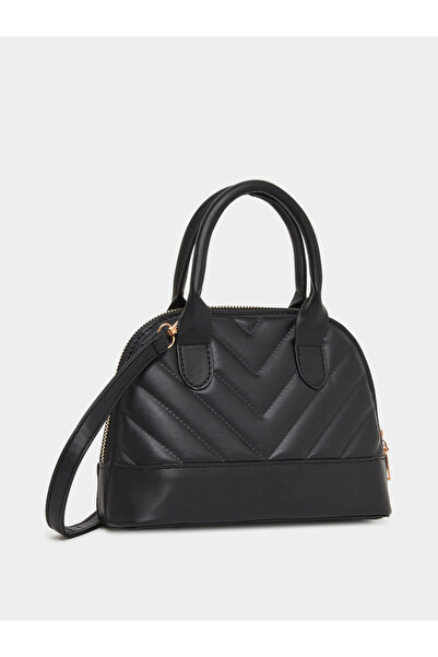 Styli Women Black V Quilted Handbag