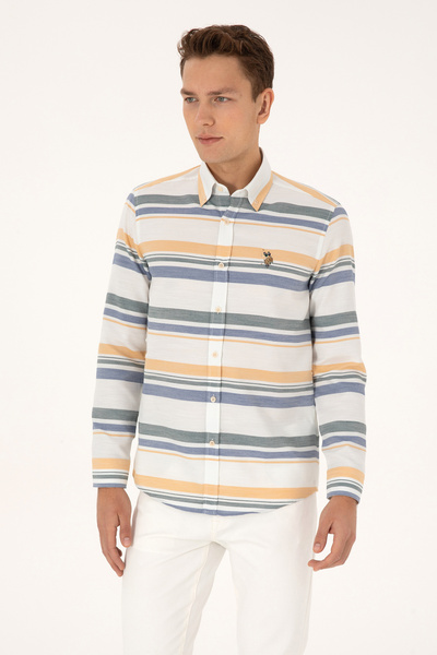 U.S. Polo Assn. Men's Cream Long Sleeve Shirt 50308456-Vr256