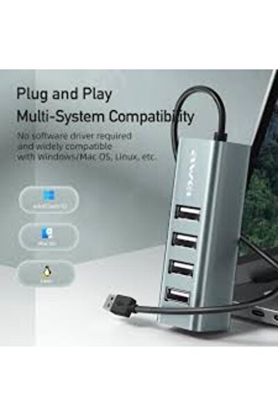 AWEI CL-122T Type-C Extender USB 2.0 Docking Station (Gray)