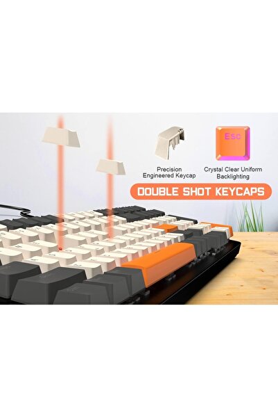 HXSJ K3 mechanical keyboard 100key game customized hot-swappable axis game computer keyboard(ORANGE)