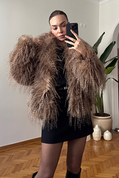 MAGARDE Cappuccino Şal Yaka Renk Geçişli Kürk- CAMEL