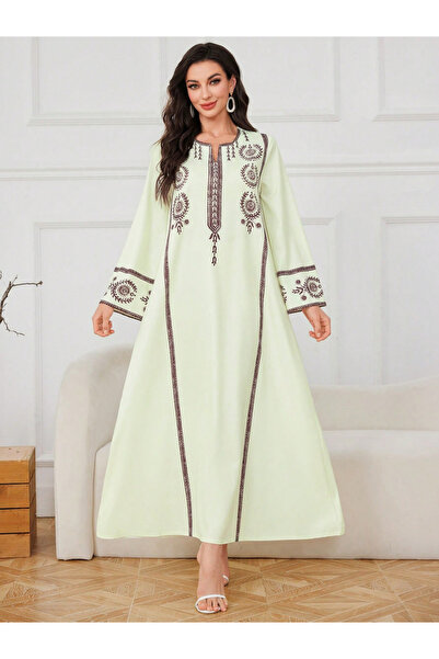 Take Two By Styli Embroidered Long Sleeve A-Line Jalabiya