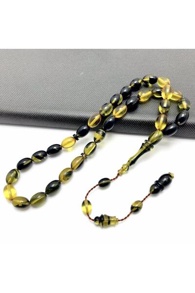 KANUNİ TESBİH Mărgele de rugăciune din chihlimbar negru, galben, multicolor, foc