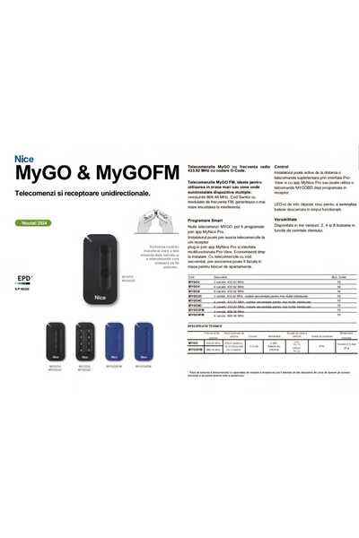 NİCE MYGO4 remote control