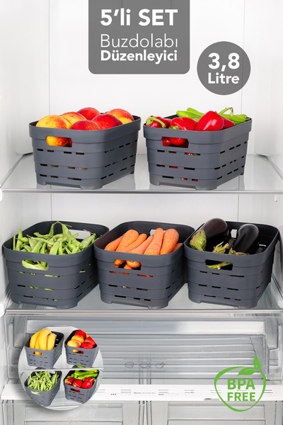 Meleni Home 5 bucăți 3,8 l organizator perforat pentru frigider - bucătărie, ...