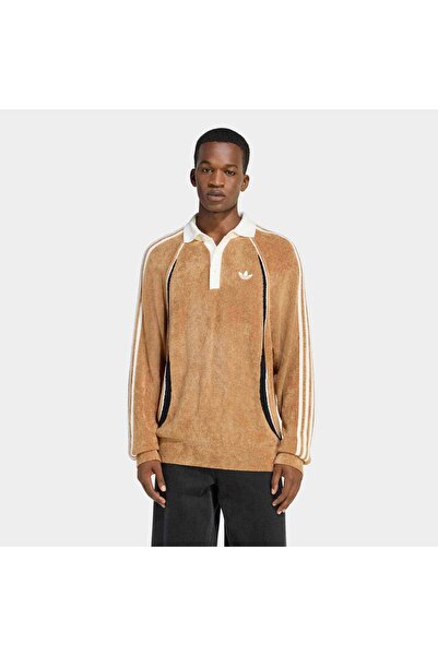 adidas سويت شيرت بولو رجالي باللون البني من ريترو ريمكس تيمجست (KS5444)