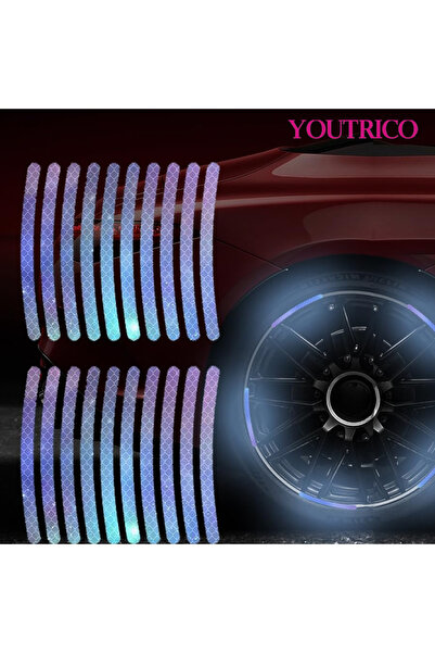 Youtrico 20 قطعة من زينة محور عجلة السيارة، عاكس ليلي متوهج - ملصق أمان للسيا...