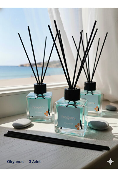 Hagen 3ADET OKYANUS ESİNTİSİ 100Ml Kokusu Kalıcı Oda Kokusu Çubuklu Oda Kokus...