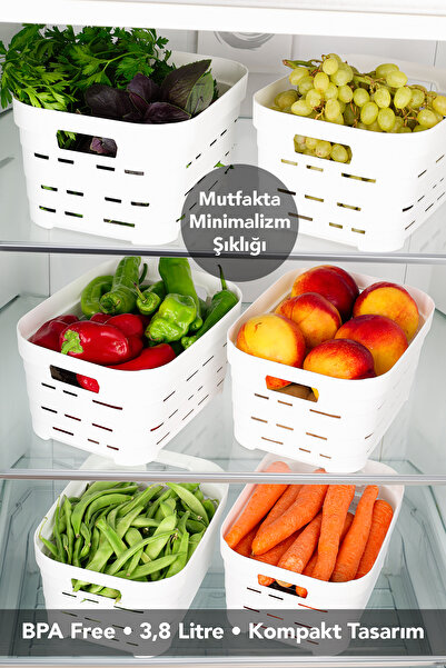 Meleni Home 2 Pieces 3.8 Lt Perforated Refrigerator Organizer - Kitchen Bathroom Multi-Purpose Cabinet Organizer White
