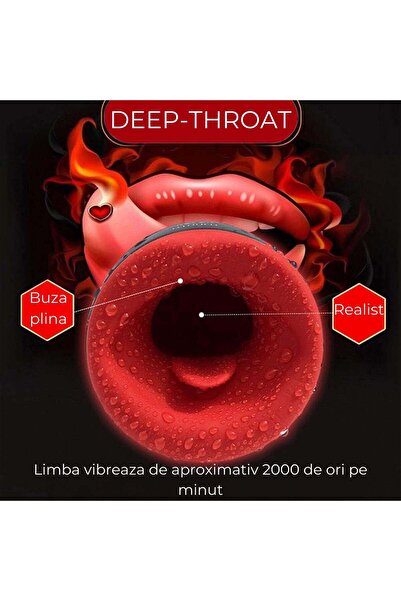Obsessia Masturbator automat HerTongue, 6 moduri de vibratie, functie incalzire, jucarii sexuale, silentios