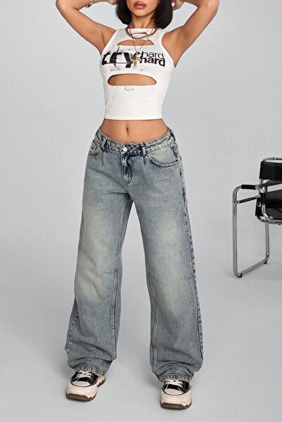 Polo State Women's Loose Fit Denim Pants Jeans Blue