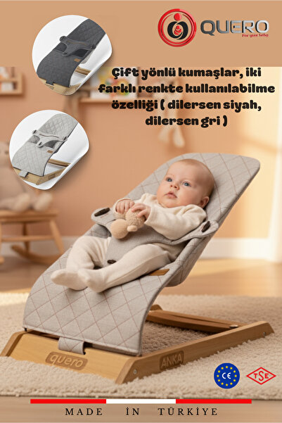 Quero Anka Ahşap Çift Sallanır Ana Kucağı, Yaylanır Ana Kucağı, Çift Yönlü Kumaş Kullanımı, Sabitlenir.