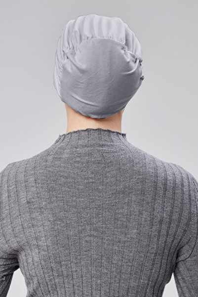 Sonbaharmoda Women's Hijab Ready-To-Wear Practical Snap-On Bonnet Elastic Non-Slip Gray
