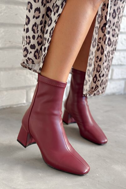 Shoebutik Helia Burgundy Leather Boots