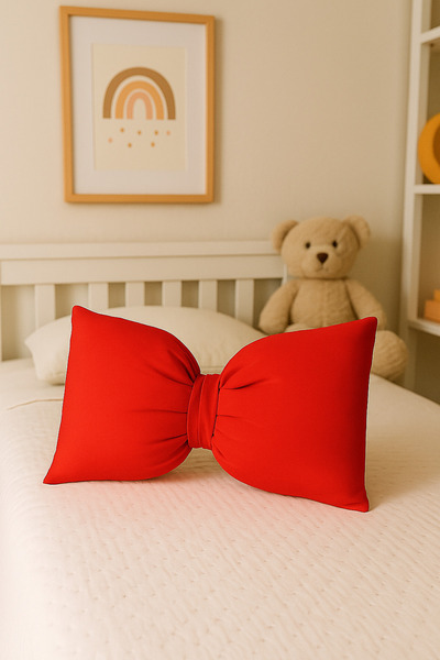 Mirilliahome Red Throw Pillow with Bow | Silicone Fiber Filled Decorative Pillow - New Year Throw Pillow