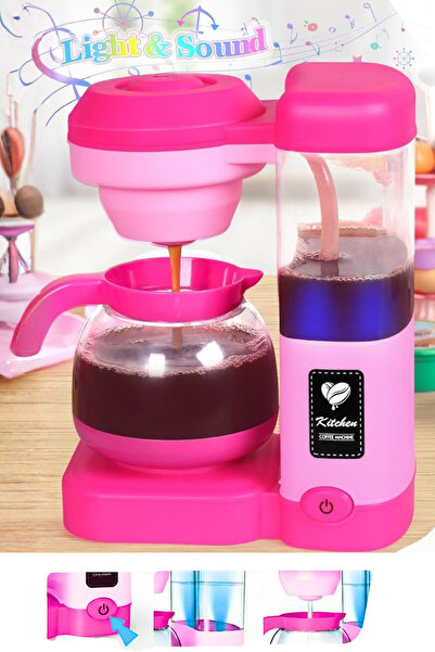 TUENGİ STORE Işıklı Ve Sesli Çocuk Kahve Makinesi Oyuncağı Gerçek Su Akışı Oyuncak Filtre Kahve Makinesi