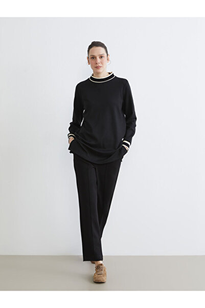 LC Waikiki Black Elastic Waist Women's Cigarette Pants from Plus-Store