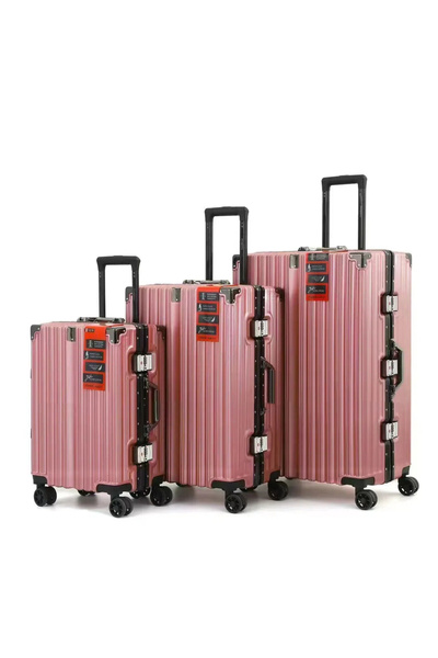 Prosperity Luxury PC Travel Suitcase Vintage Suitcase with Mute Universal Wheel Combination Lock - Green Set