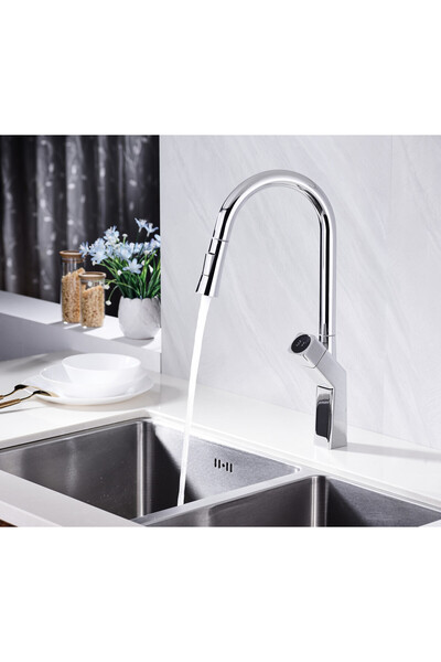 Smack Premium kitchen faucet with temperature display, Chrome