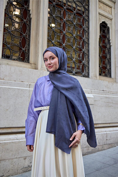 Silk Home Monogram Cotton Silk Shawl - Purple Navy