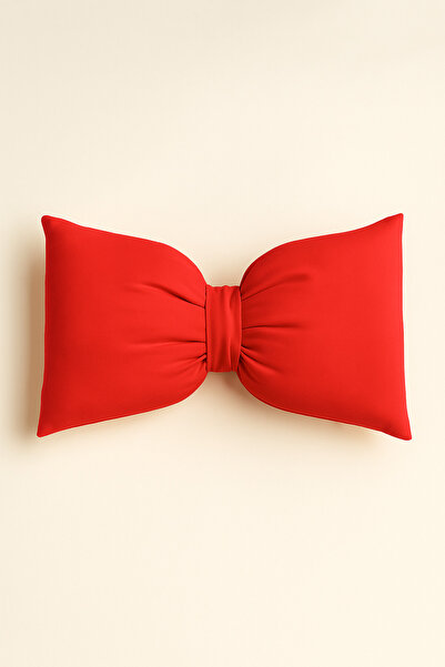 Mirilliahome Red Throw Pillow with Bow | Silicone Fiber Filled Decorative Pillow - New Year Throw Pillow