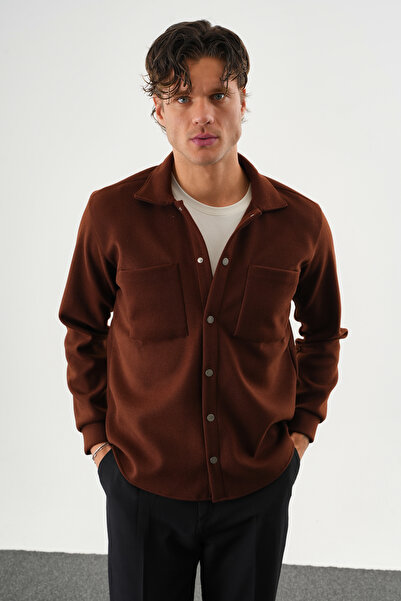 Redline Felt Men's Oversized Cashmere Shirt Brown