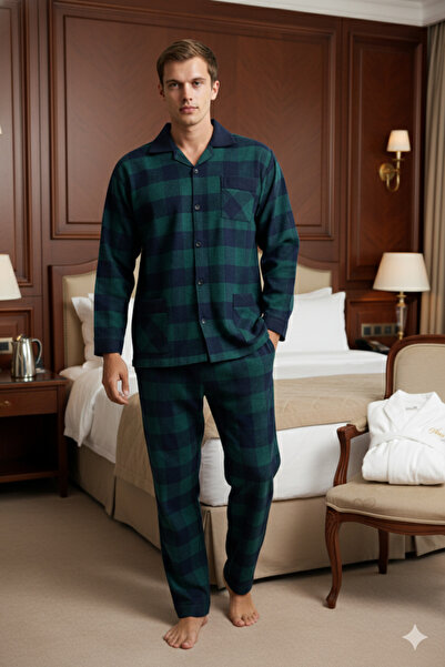 KLY New Season Thick Luxury Design Apaj Collar Men's Pajama Set