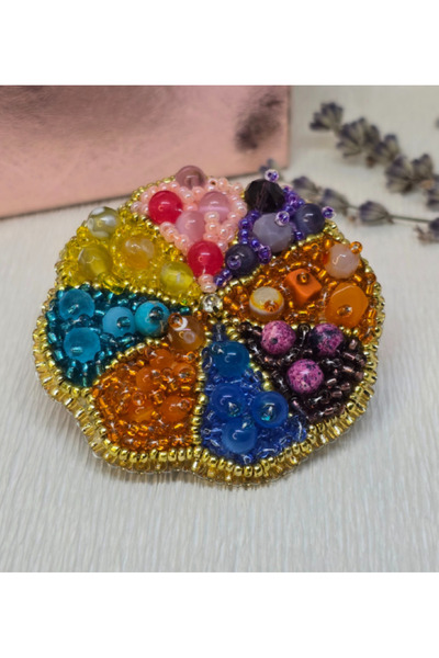 Handmade Broșă – Rainbow Bloom Brooch