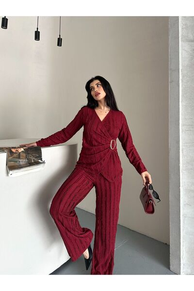 salome butik 2-Piece V-Neck Buckle Bottom-Up Set