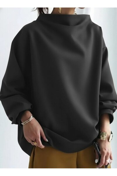 JANES Women's Long Sleeve Wide Turtleneck Modal Blouse