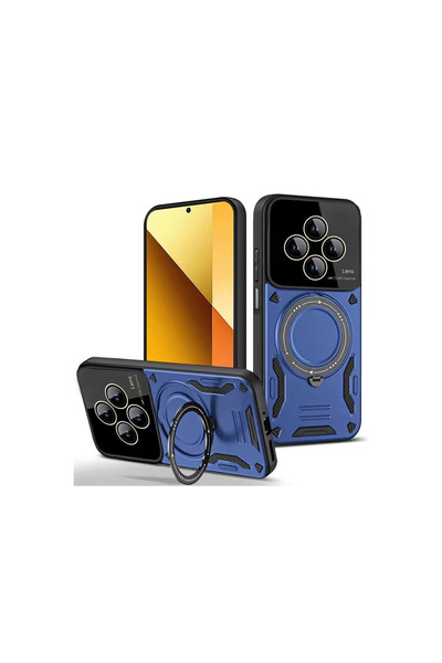 Twin Store غطاء حماية لهاتف ريدمي 14C مع حامل للعدسة - أزرق داكن